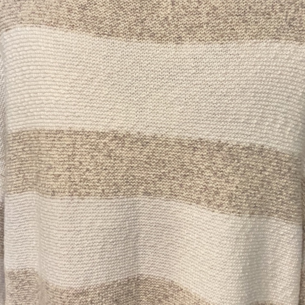 Striped Beige and White Women's Tunic Top Size Small Tall - Picture 4 of 6
